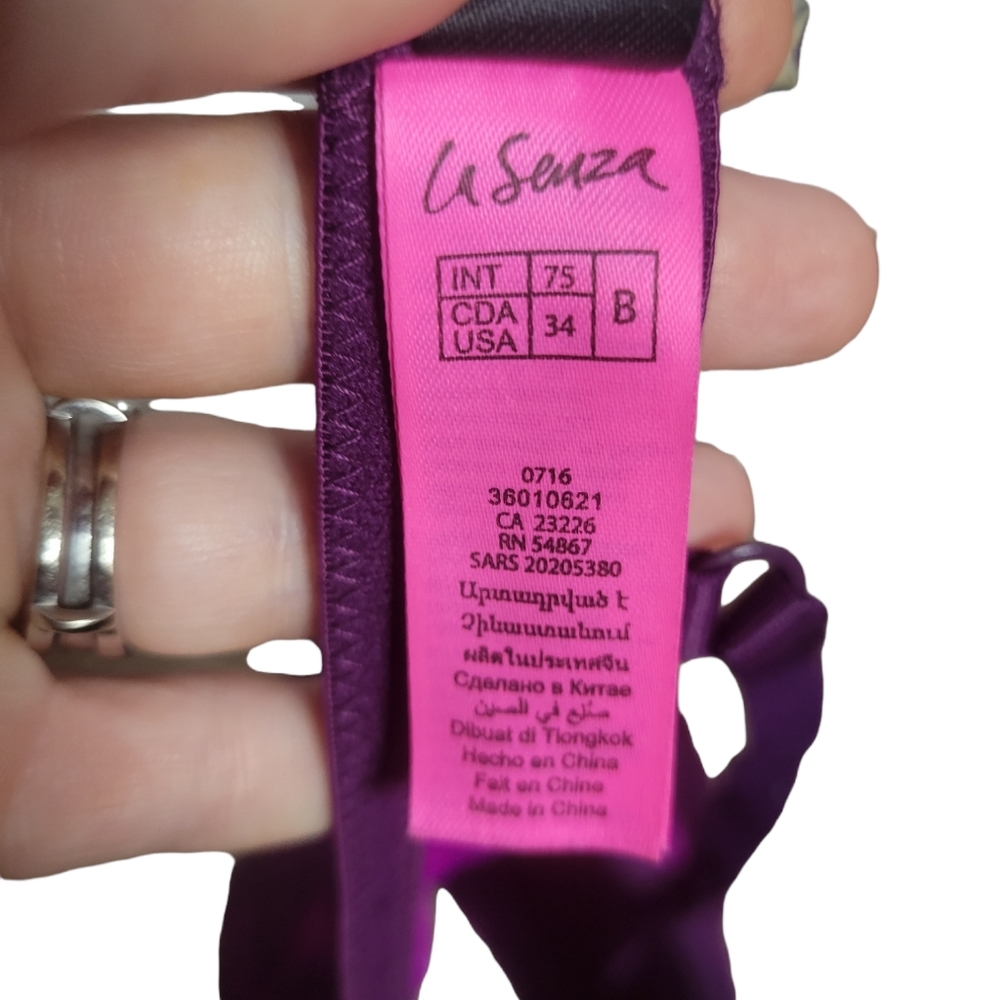 Bra La senza 34b padded heather purple black print - Picture 2 of 3